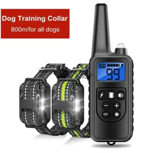 800m Electric Dog Training Collar Waterproof Rechargeable Remote Control Pet with LCD Display for All Size Shock Vibration Sound