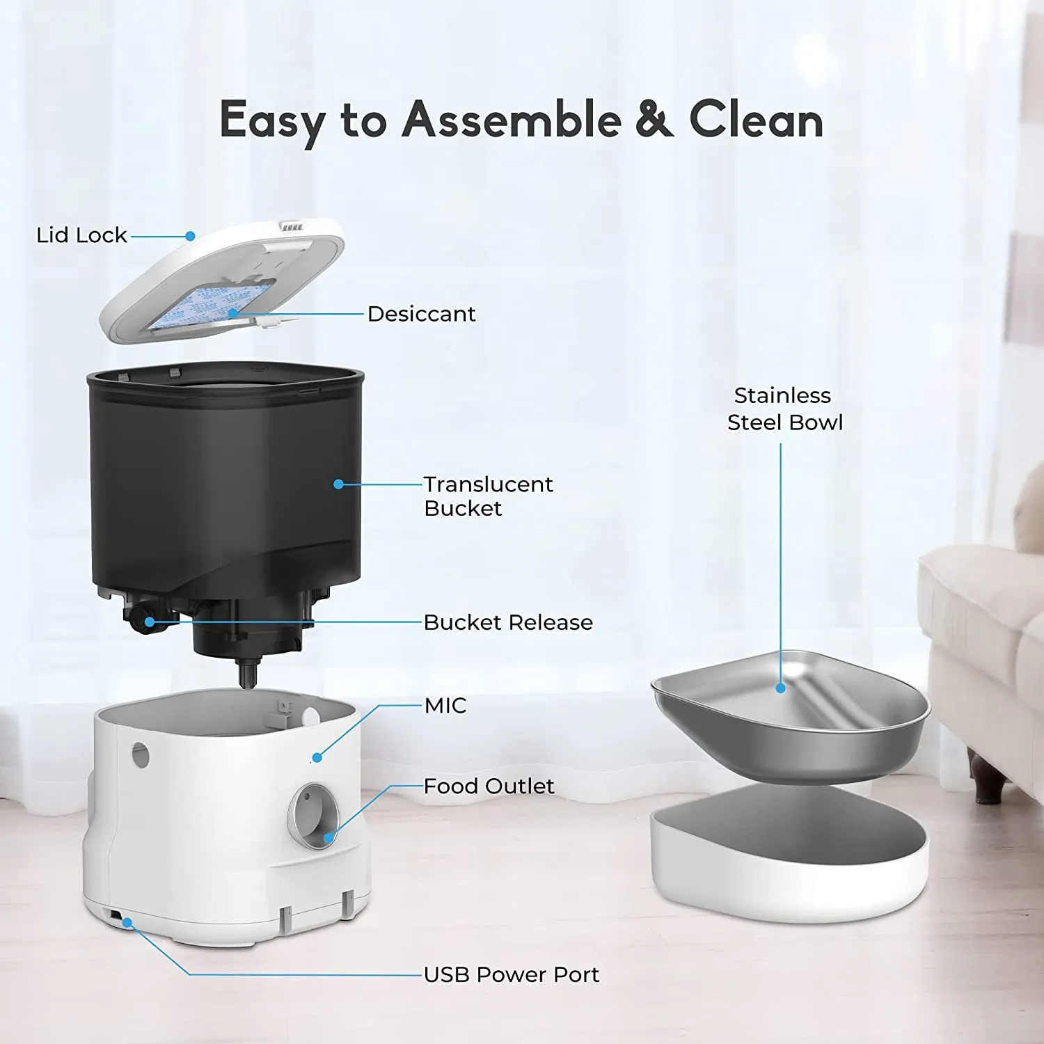 Dogness F12 Cube Programmable Pet Feeder White 4L