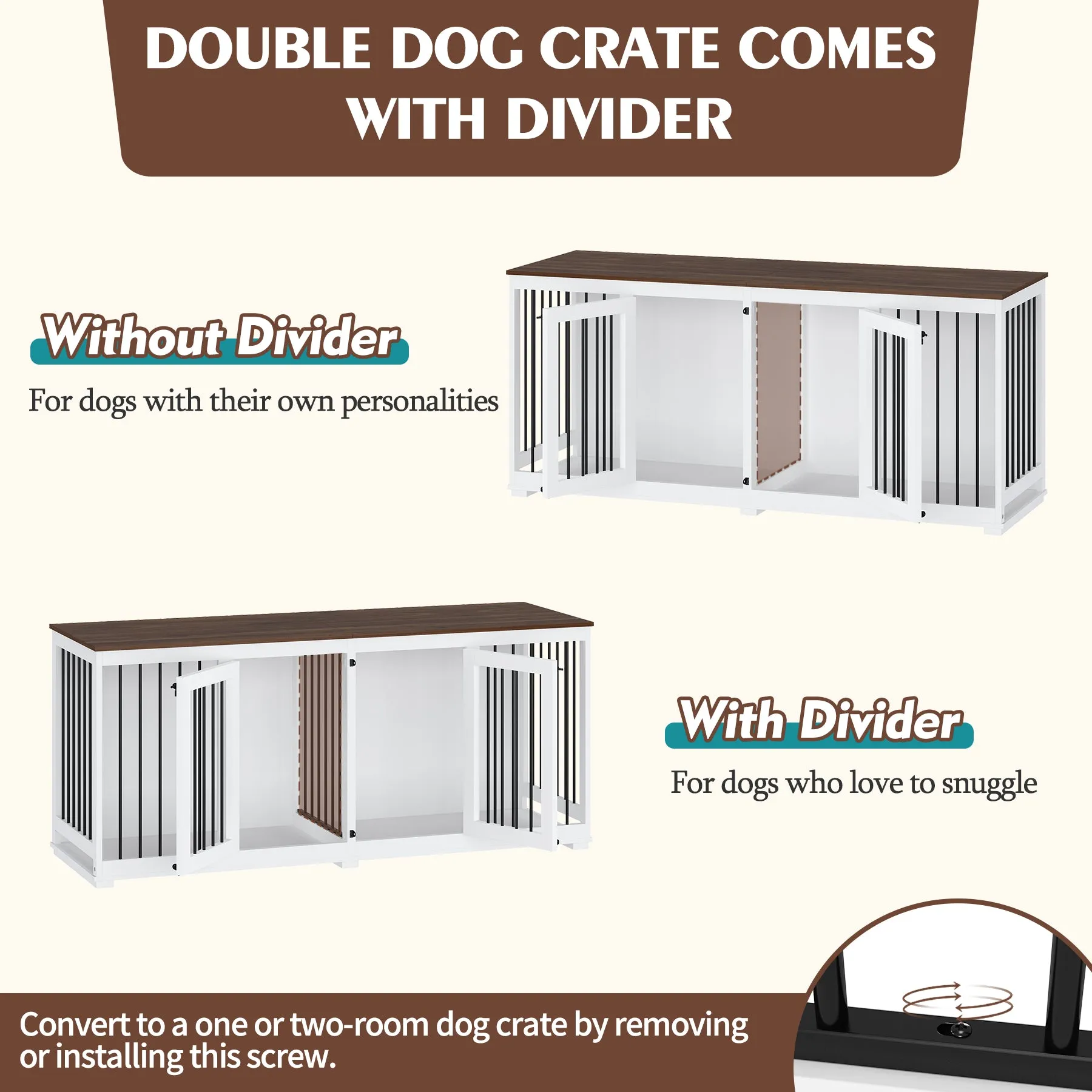 Large Dog Crate Furniture with Divider