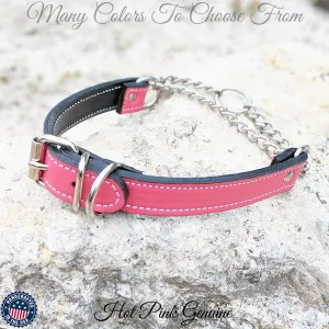Leather Martingale Collar with Buckle, Training Collar 1.5" Wide - LM1