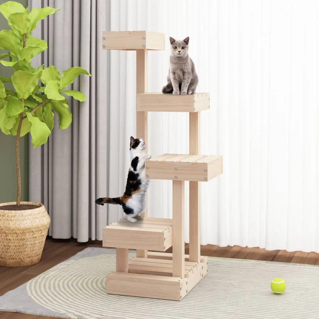 vidaXL Cat Tree 45.5x49x103 cm Solid Wood Pine
